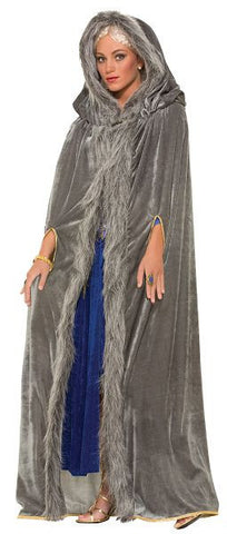 Faux Fur Trimmed Cape-Grey