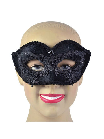 Masquerade Black Velvet Mask
