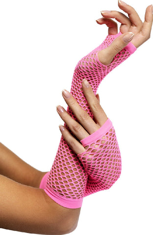 Fishnet Gloves-Pink