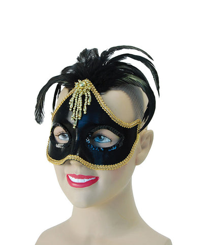 Black Mask with Feathers