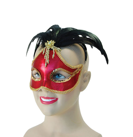 Red Mask with Feathers