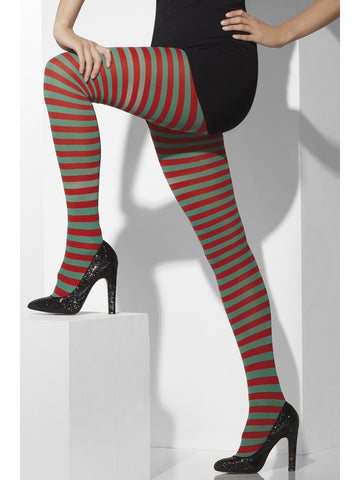 Red and Green Striped Tights